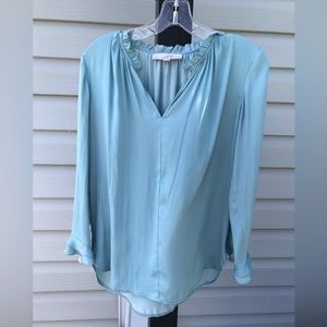 Stunning LOFT baby blue blouse Ruffle XS